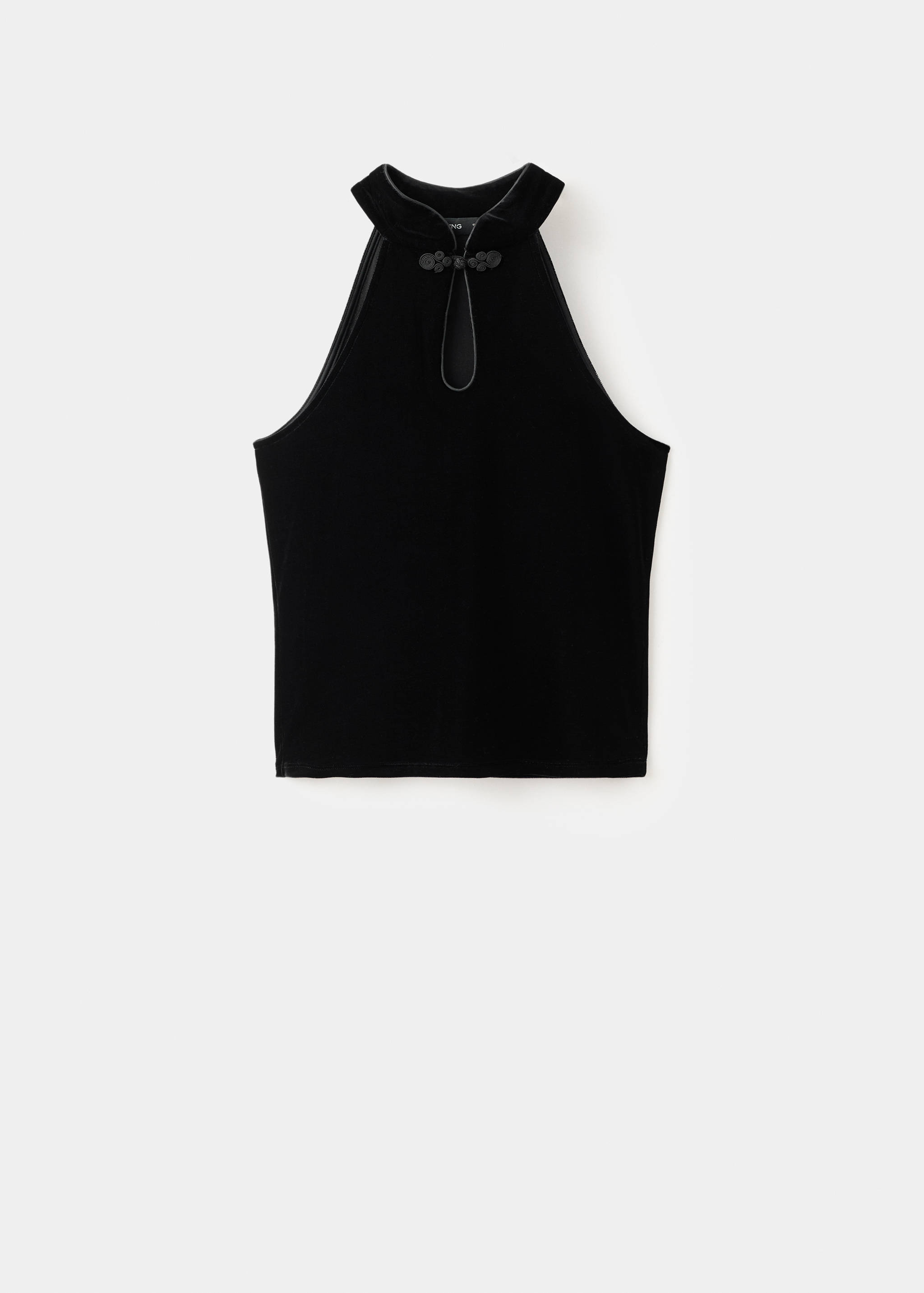 Velvet halter-neck top with toggle - Article without model