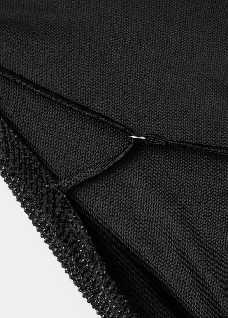 Top with draped neckline and crystals — Black