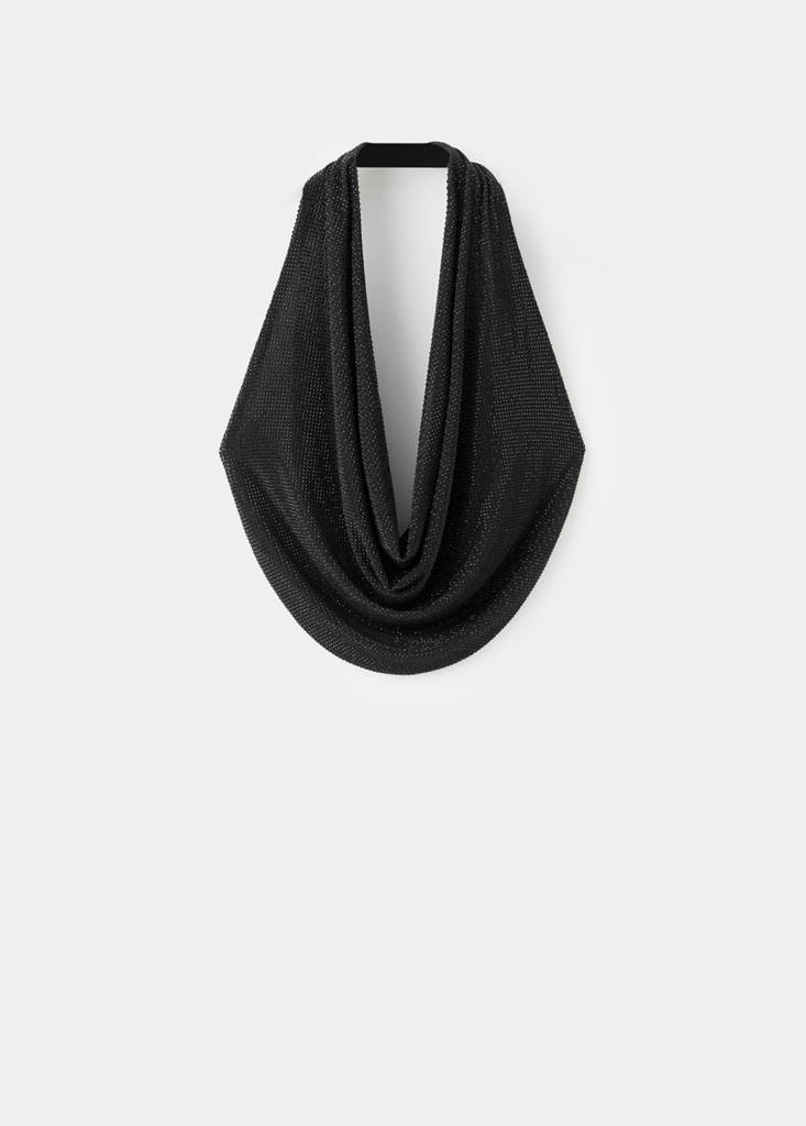 Top with draped neckline and crystals — Black