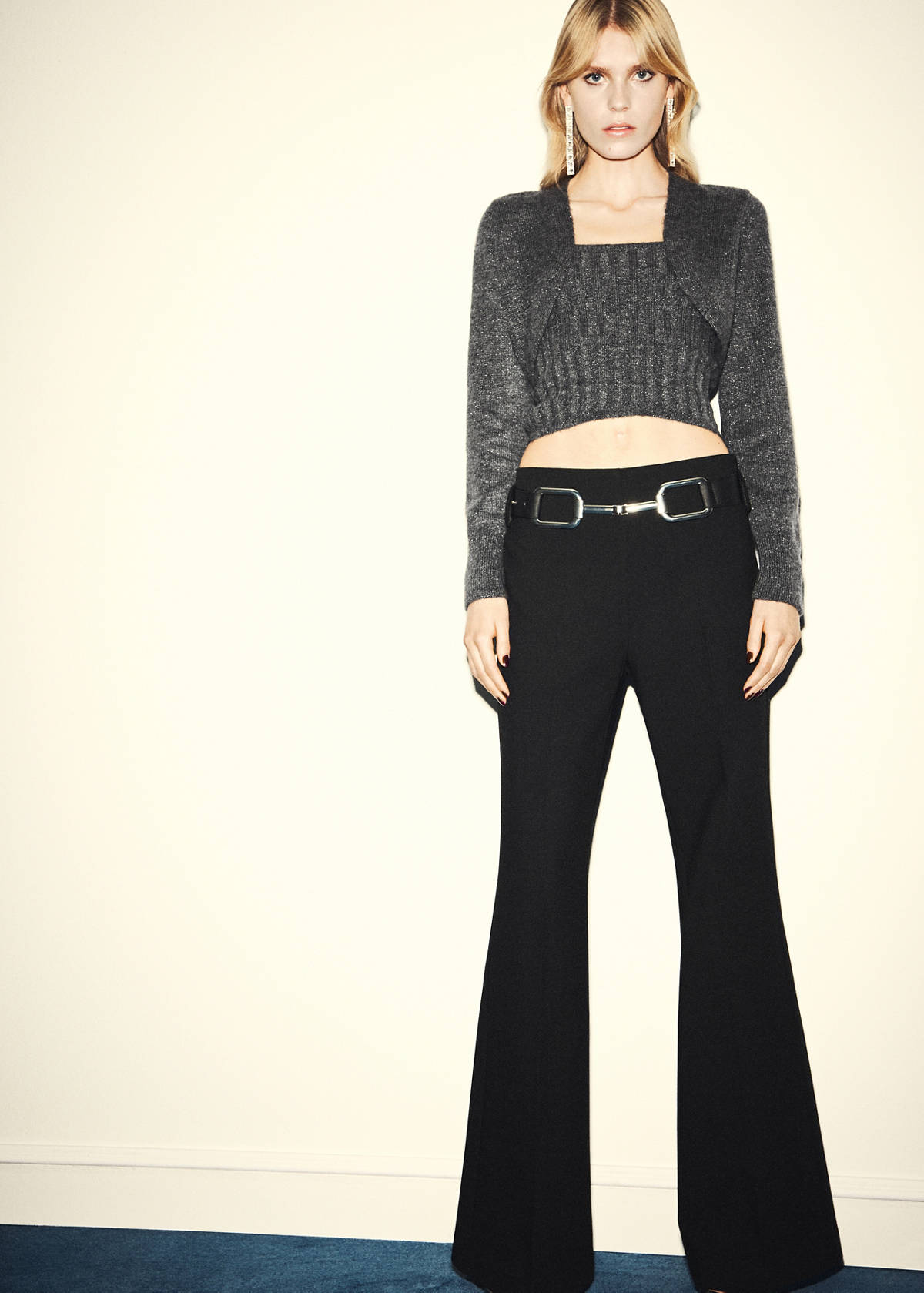 Lurex cropped cardigan — Grey