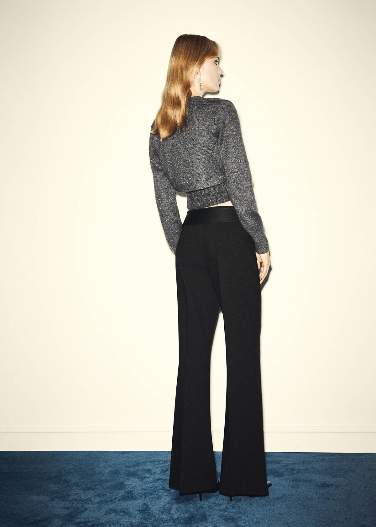 Lurex cropped cardigan — Grey
