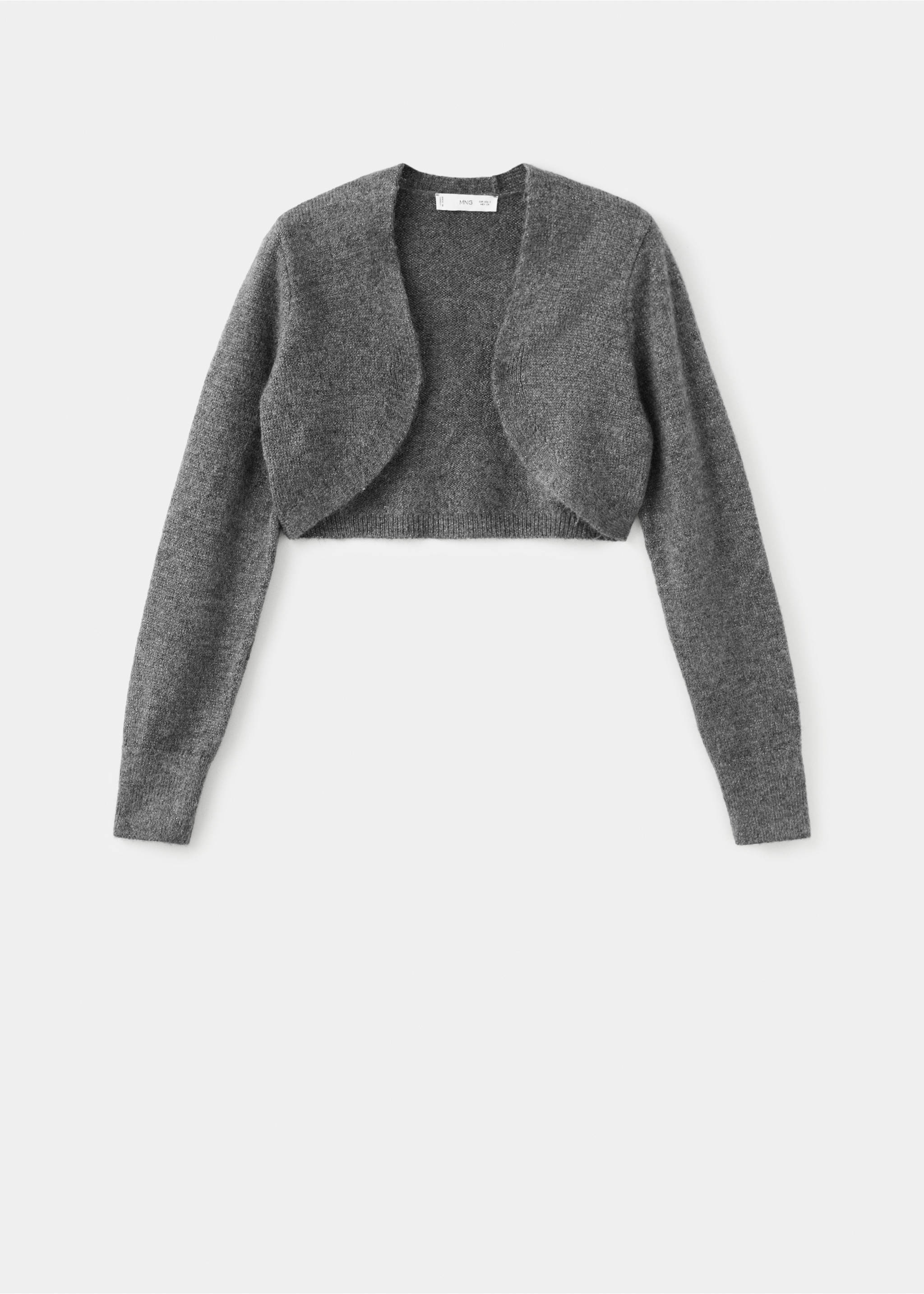 Lurex cropped cardigan - Article without model, Grey. Ref: 17019121-00.
