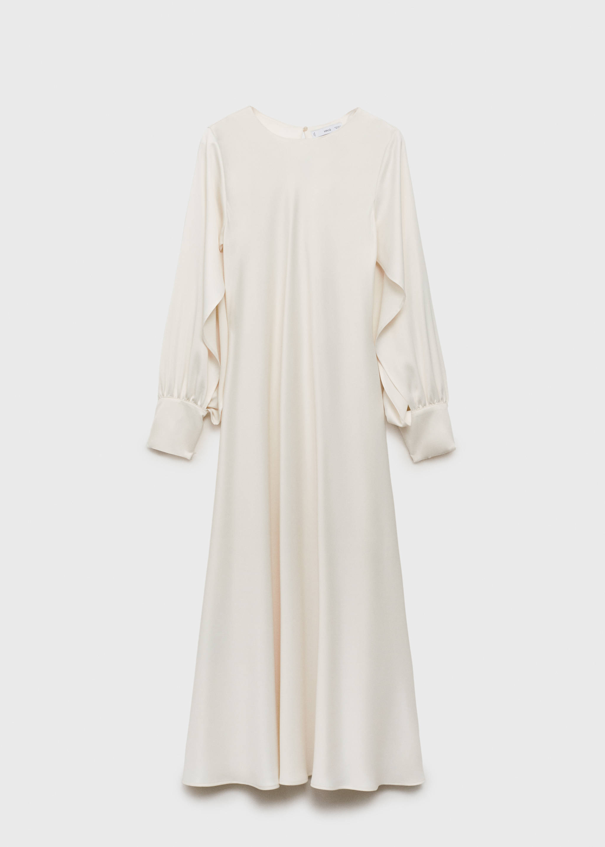 Satinerad klänning med slitsar på ärmarna - Artikel utan modell