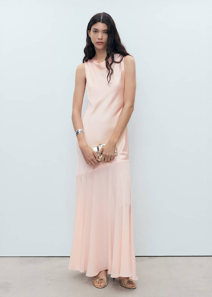 MANGO - Robe combinée coupe asymétrique corail - L