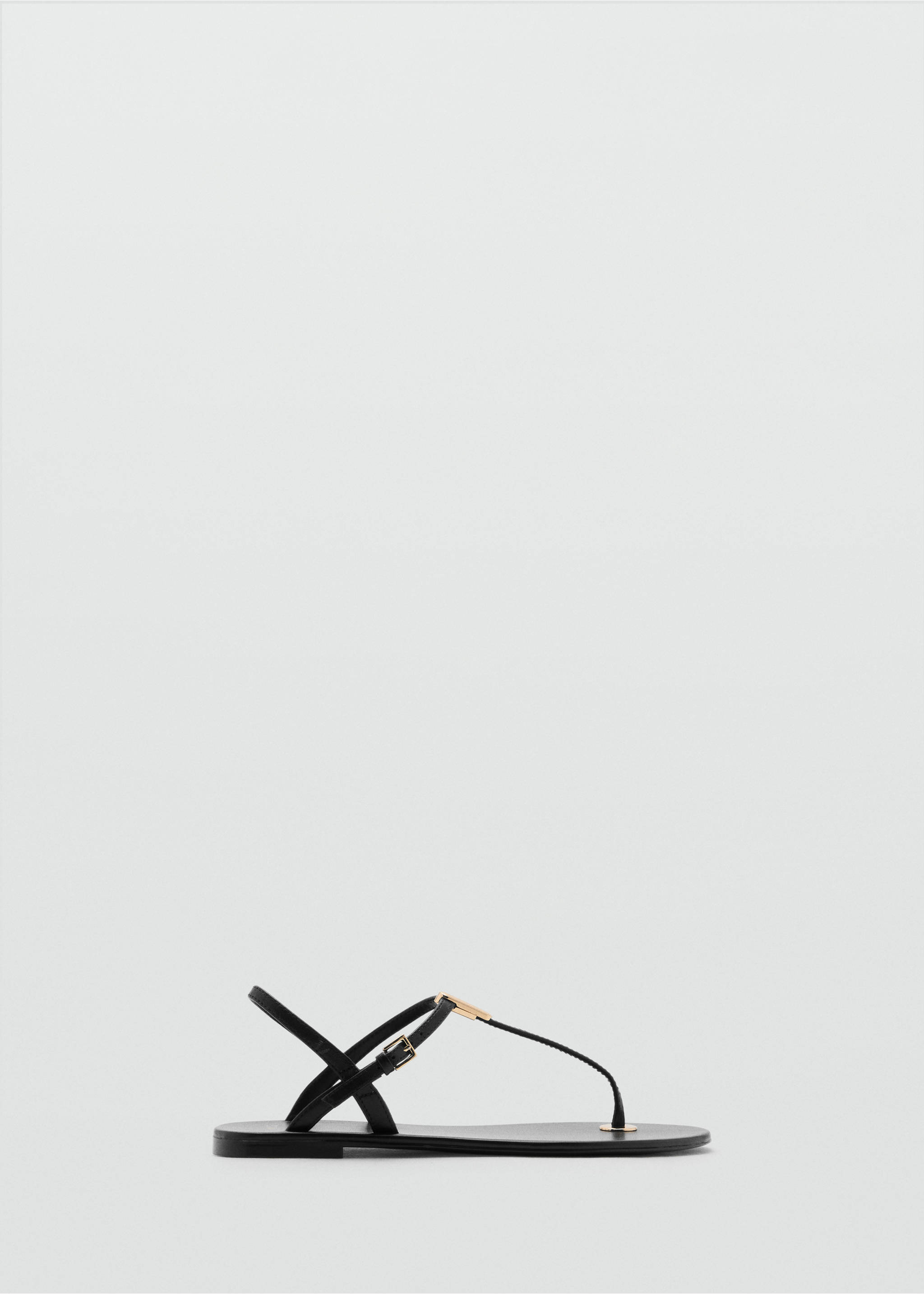 Leather sandals with metallic detail - Article without model, Black. Ref: 17021155-00.