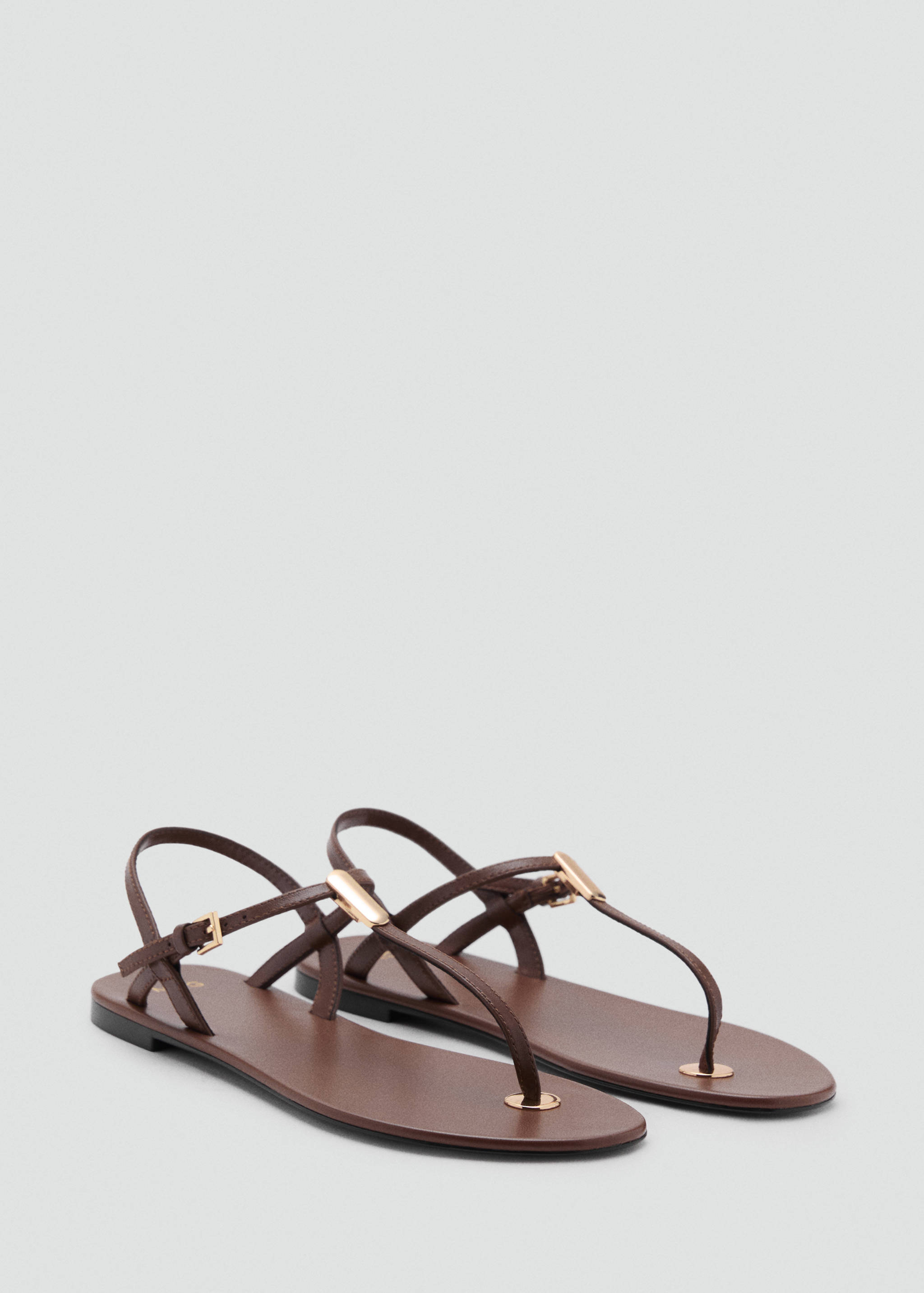 Leather sandals with metallic detail - Medium plane