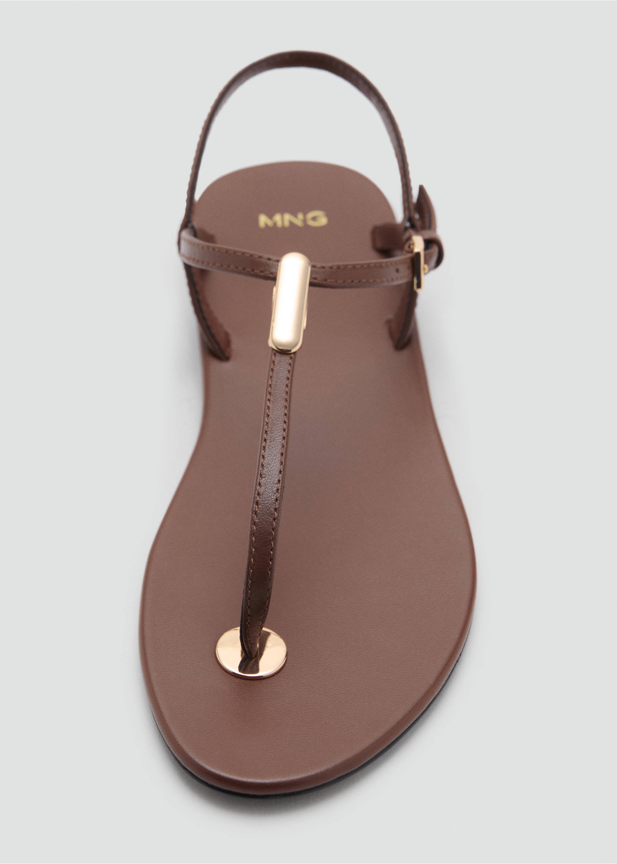 Leather sandals with metallic detail - Details of the article 3, Leather. Ref: 17021155-00.