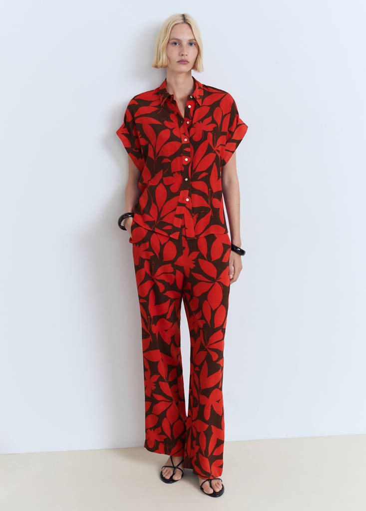 Flowy printed trousers — Red