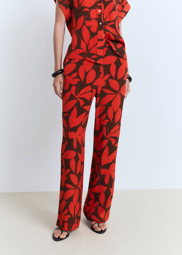 Flowy printed trousers — Red