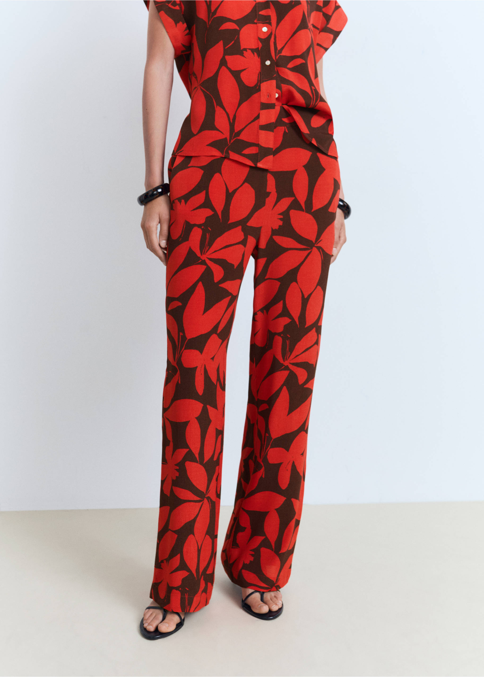 Flowy printed trousers - Medium plane, Red. Ref: 17021158-00.