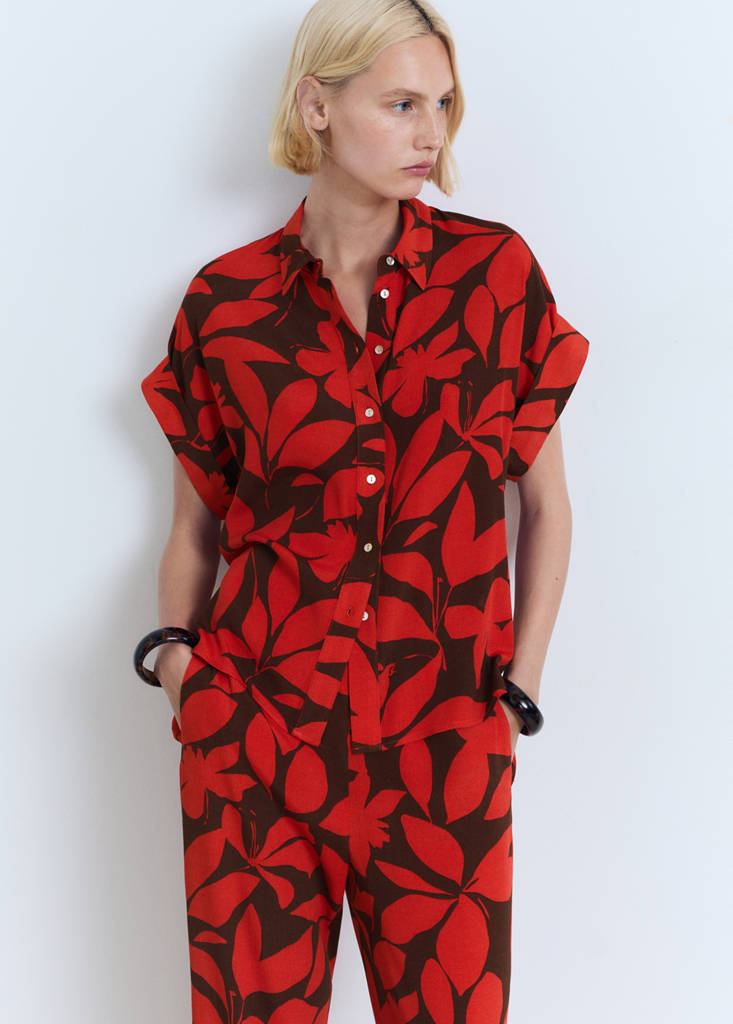 Flowy printed trousers — Red