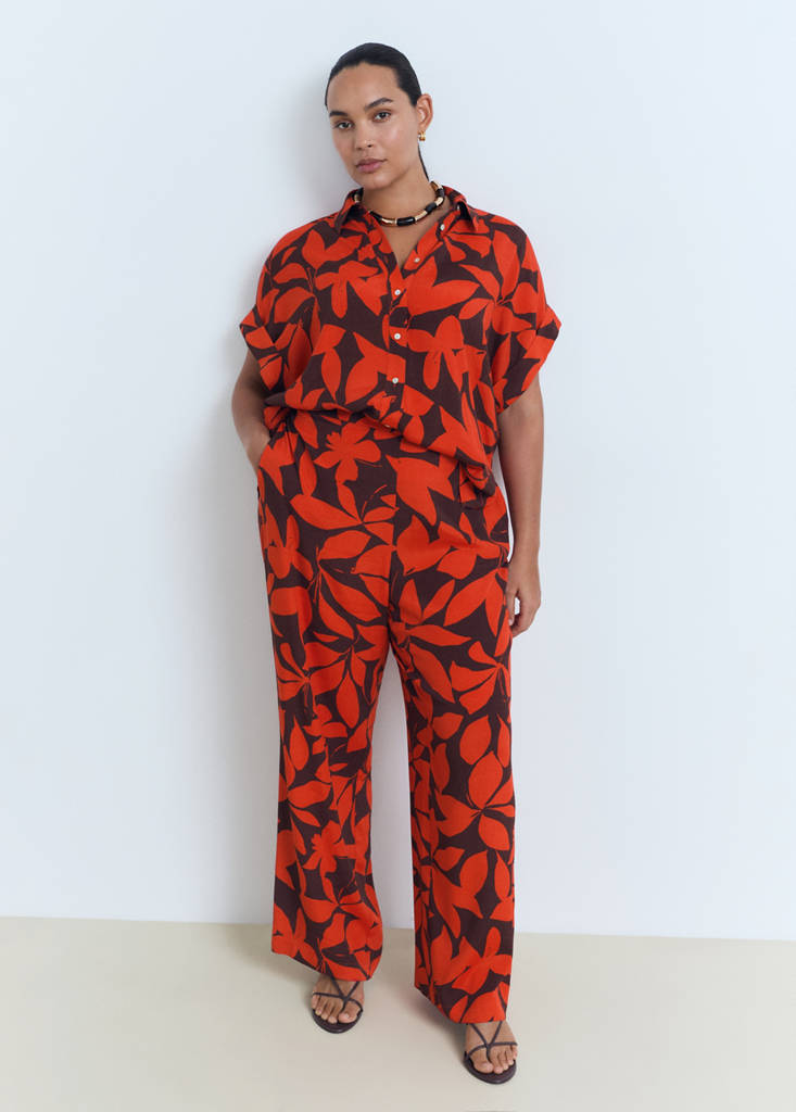 Flowy printed trousers — Red