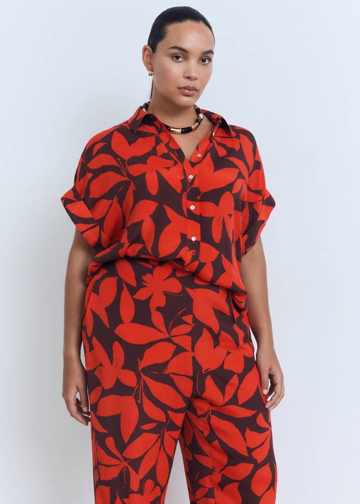 Flowy printed trousers — Red