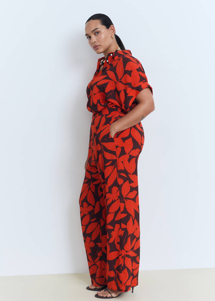 Flowy printed trousers — Red