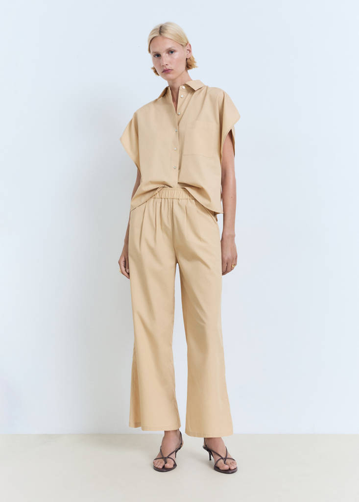 Straight-cut crop trousers — Medium Brown