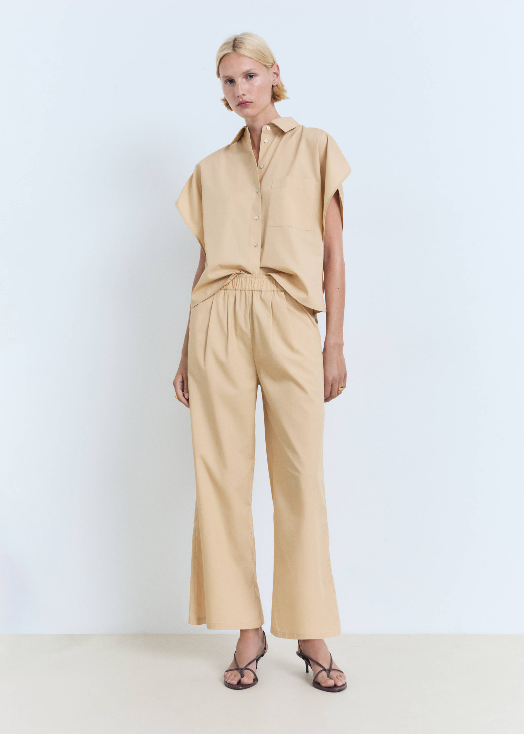 Straight-cut crop trousers - General plane, Medium Brown. Ref: 17021159-00.