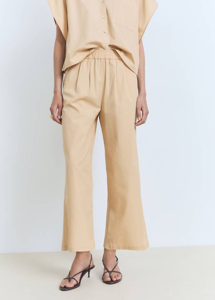 Straight-cut crop trousers — Medium Brown