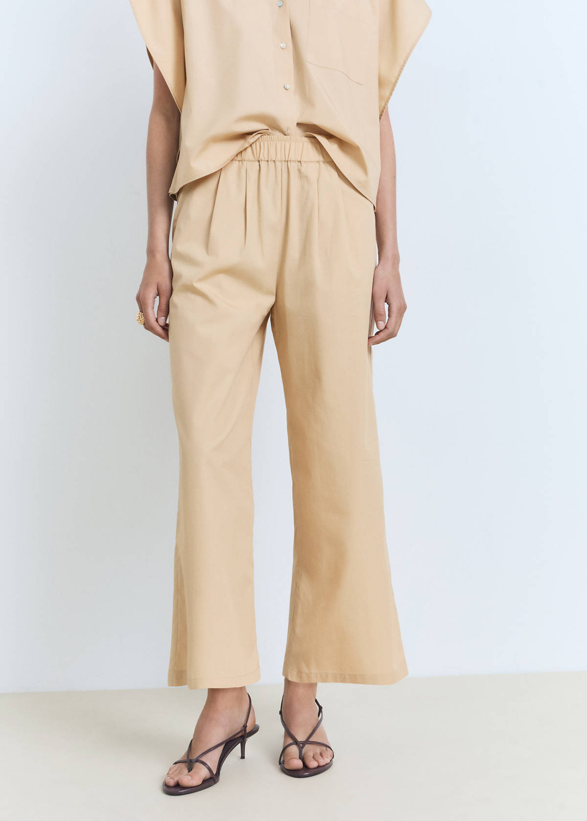 Straight-cut crop trousers — Medium Brown