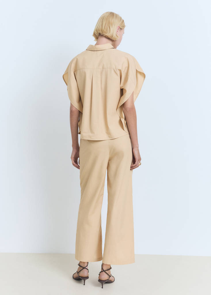 Straight-cut crop trousers — Medium Brown