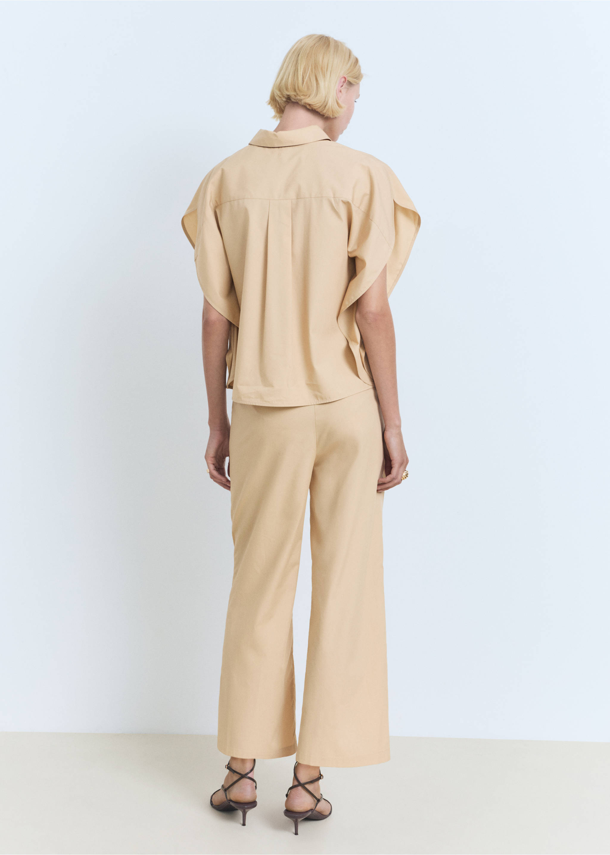 Straight-cut crop trousers - Reverse of the article, Medium Brown. Ref: 17021159-00.