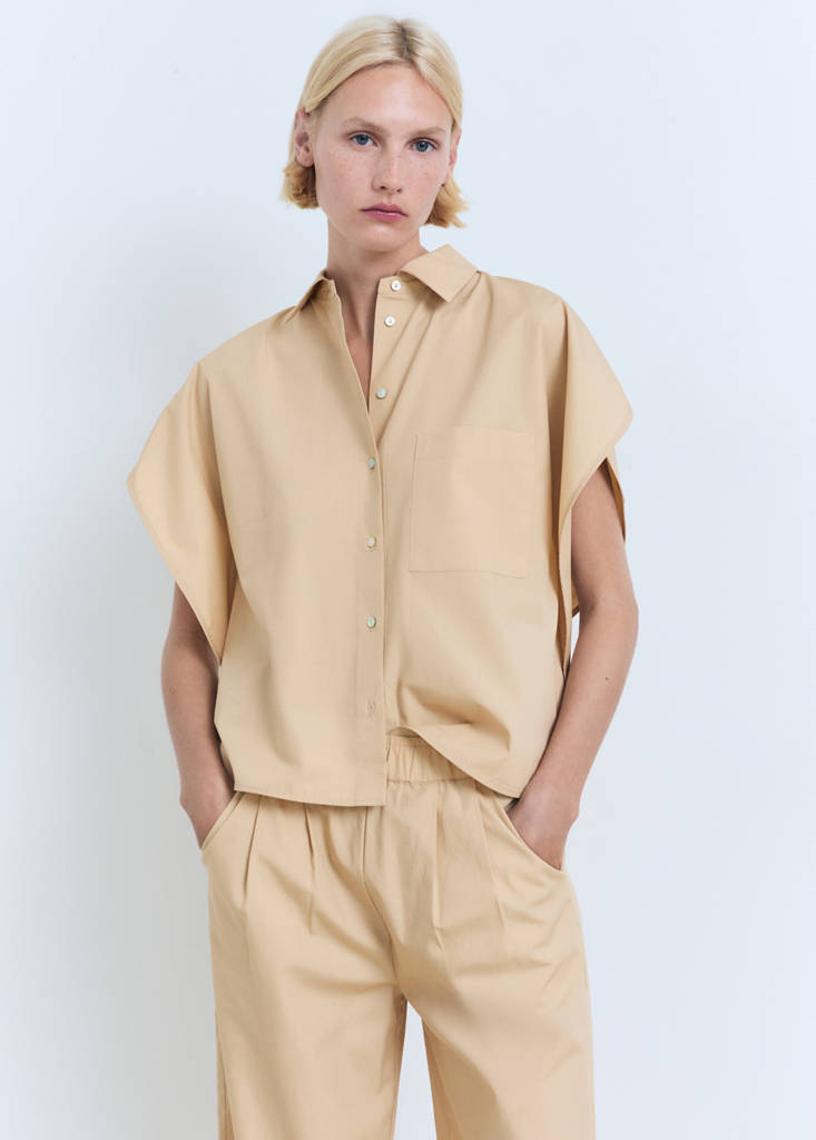 Straight-cut crop trousers — Medium Brown