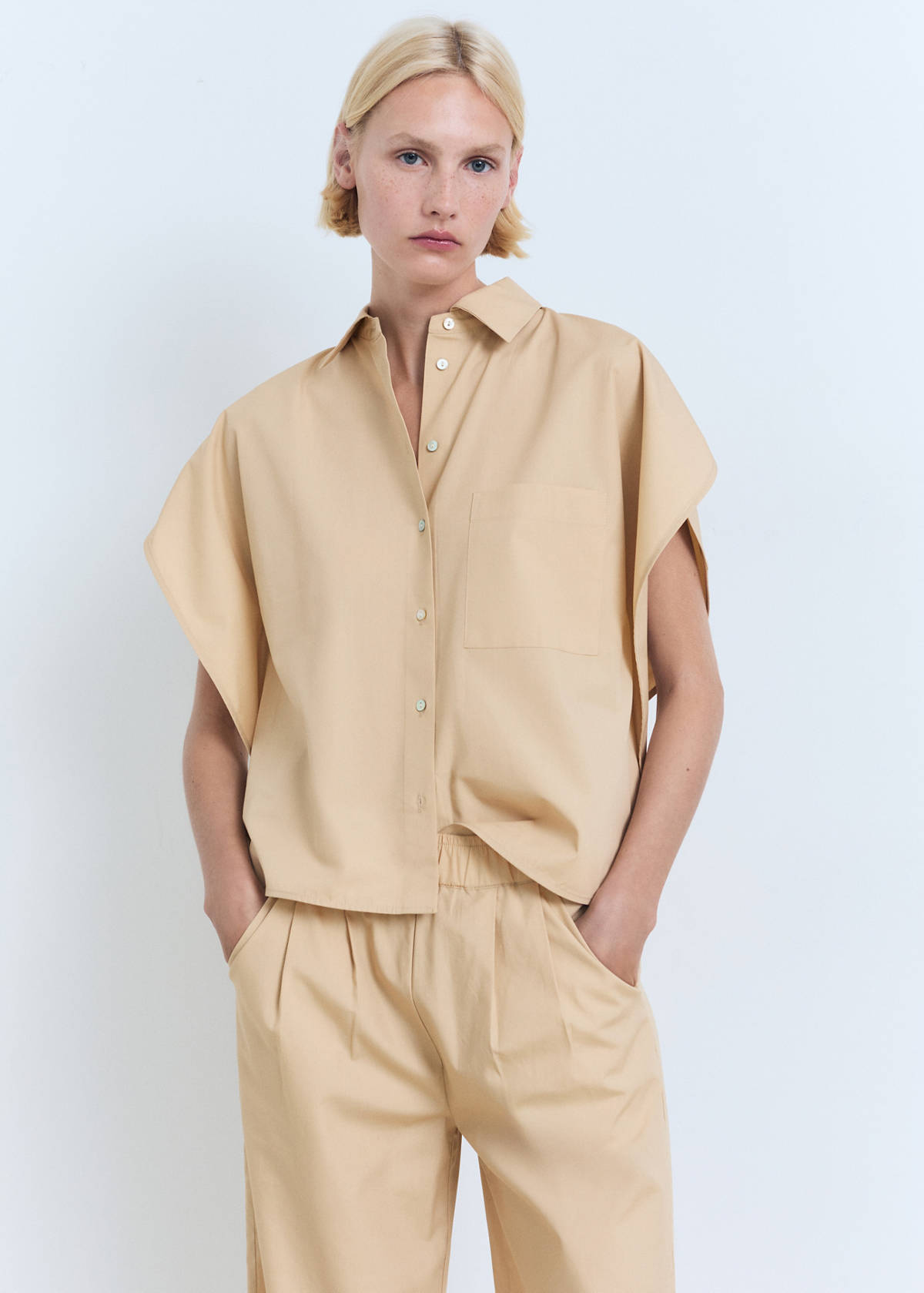 Straight-cut crop trousers — Medium Brown