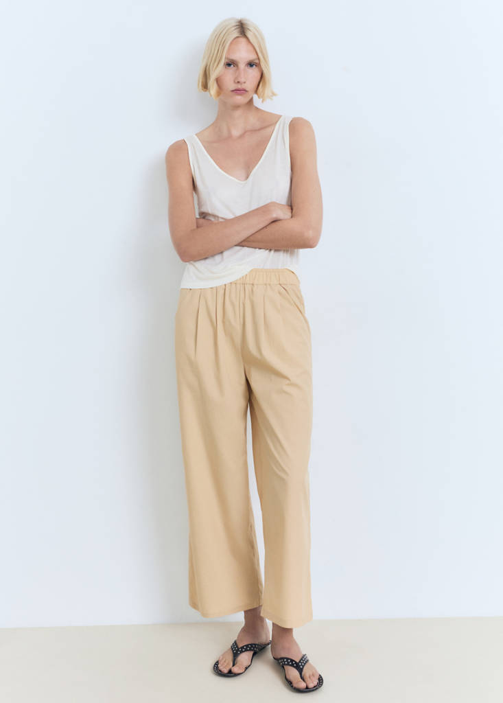 Straight-cut crop trousers — Medium Brown