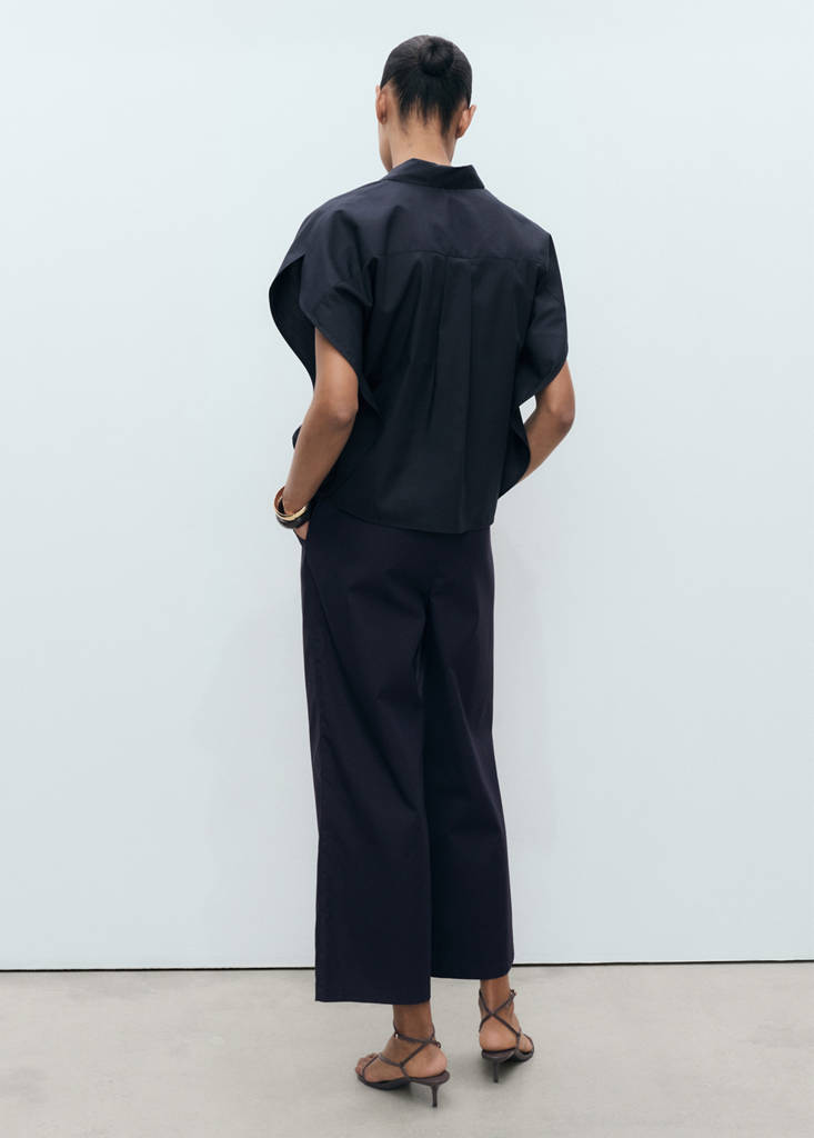 Straight-cut crop trousers — Navy