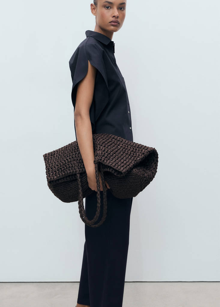 Straight-cut crop trousers — Navy