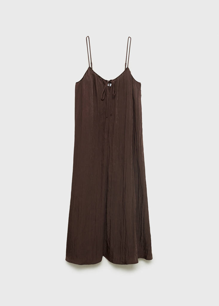 Long creased effect dress — Brown
