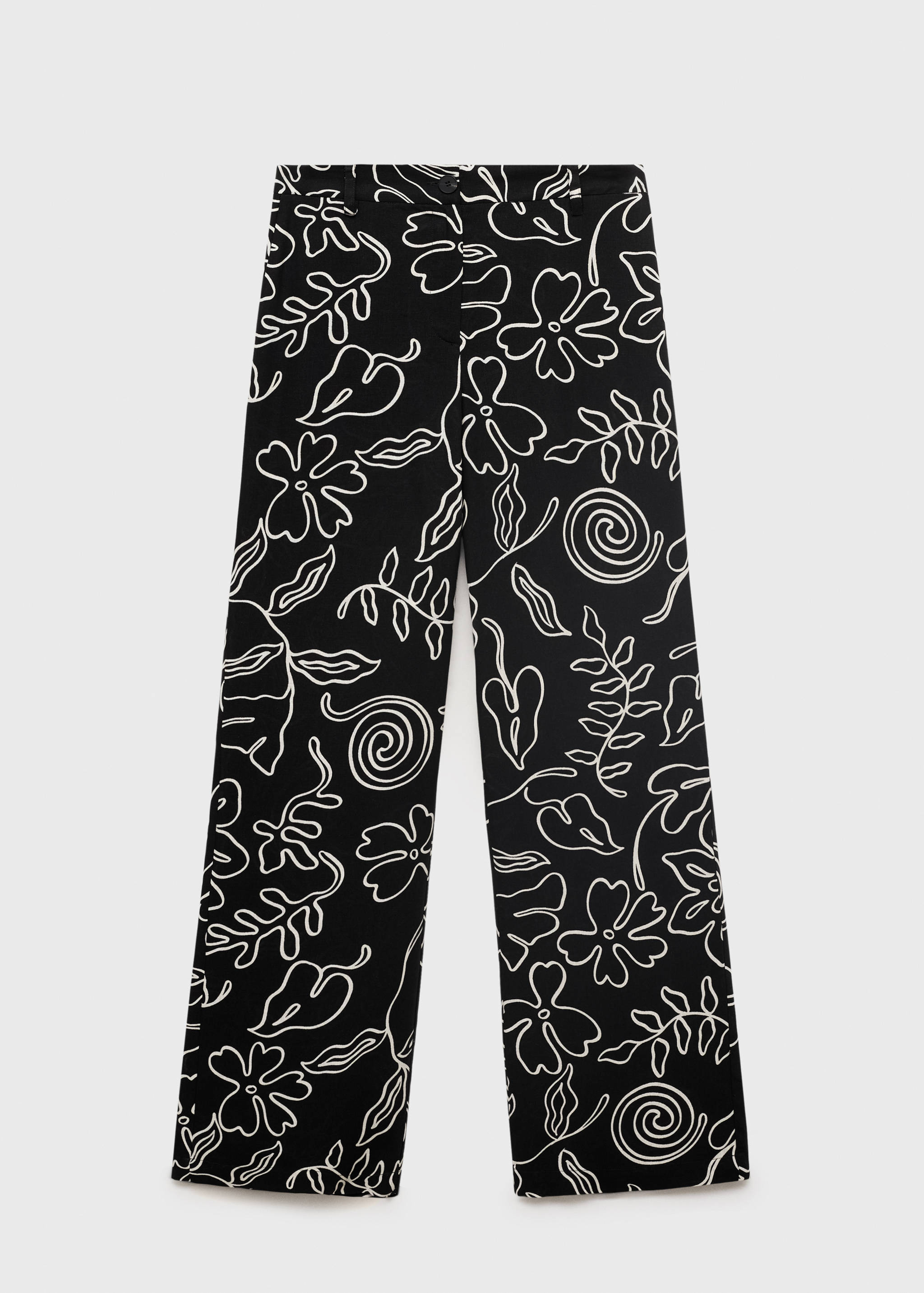 Pantalon lin mélangé imprimé à fleurs - Article sans modèle