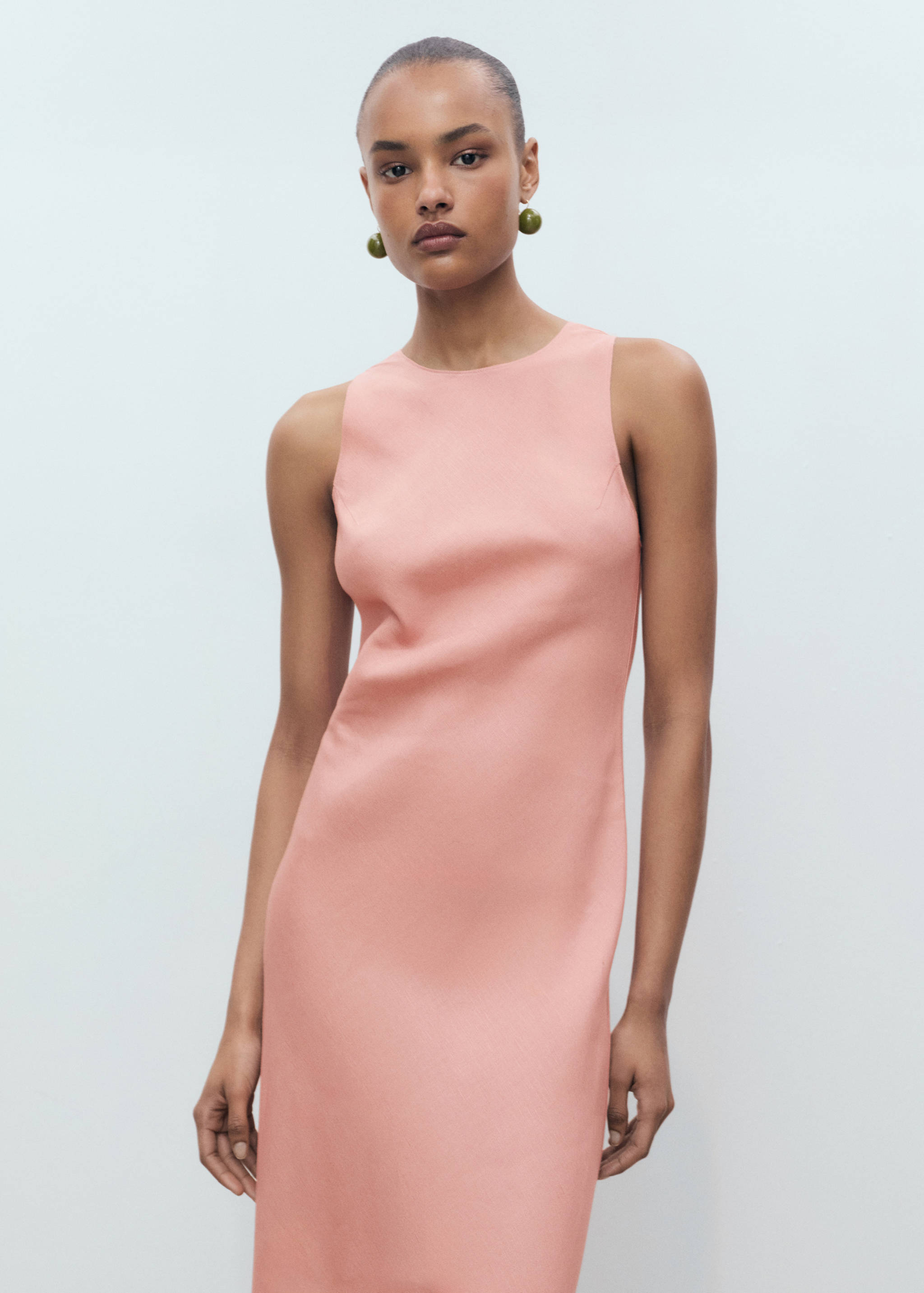 Linen-blend midi dress - Medium plane
