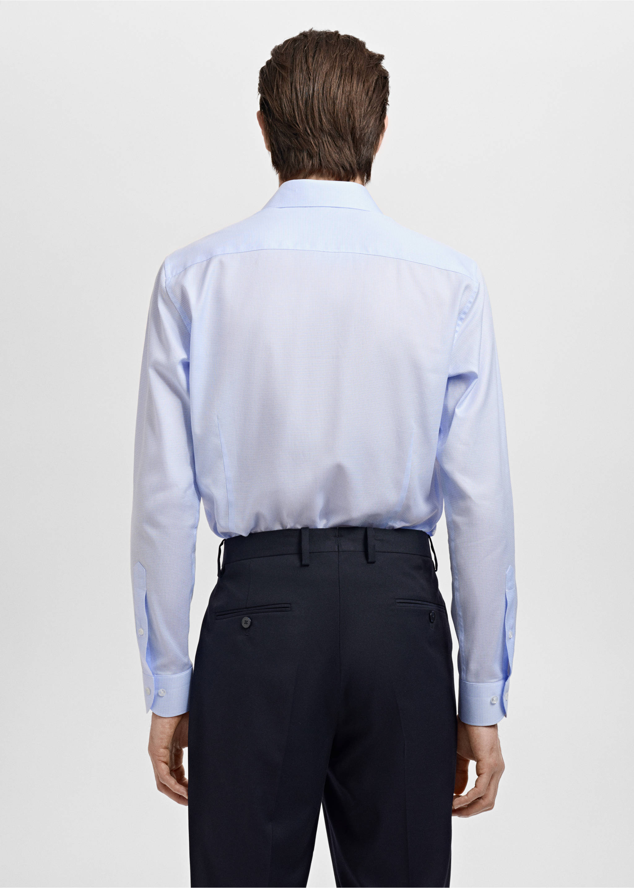 Chemise costume slim-fit twill micro-imprimé - Verso de l’article, Bleu ciel. Ref: 17021177-00.