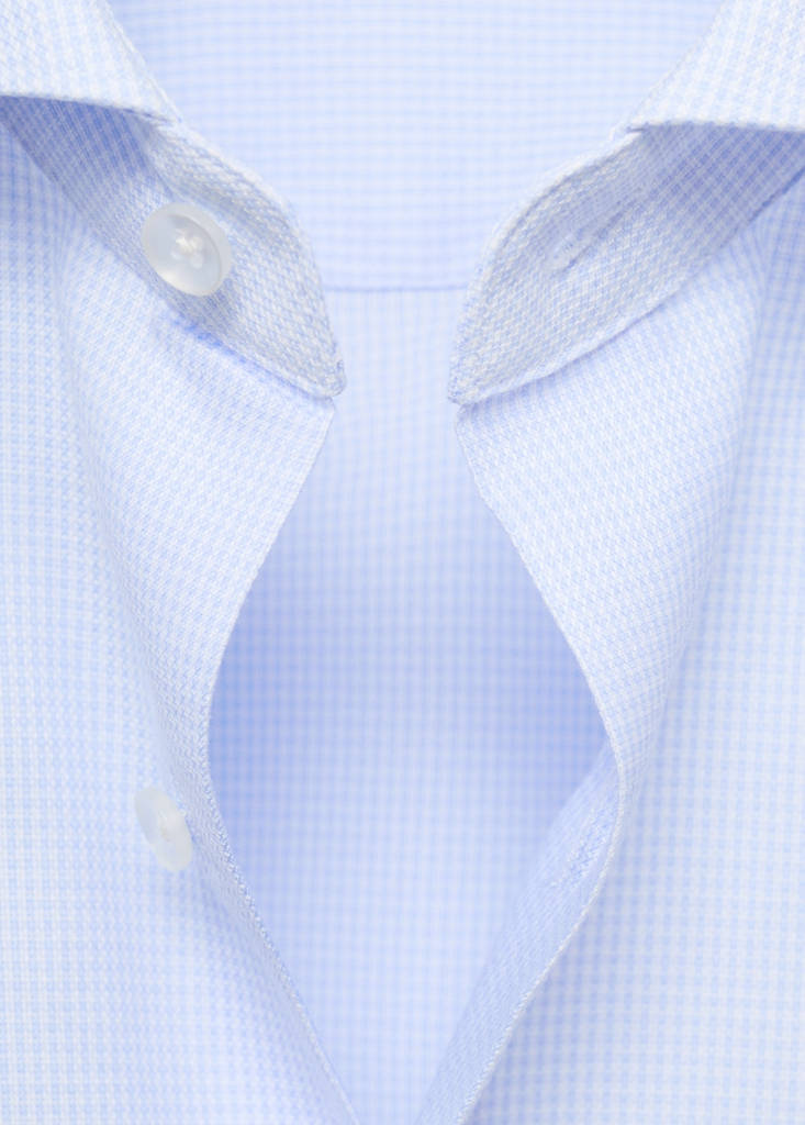 Slim-fit micro-print twill suit shirt — Sky Blue