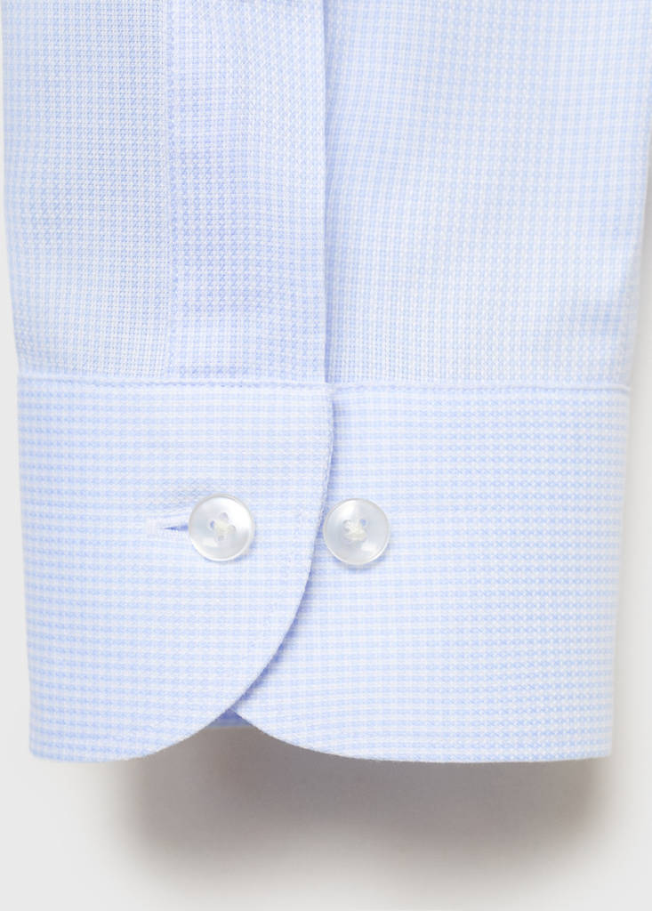 Slim-fit micro-print twill suit shirt — Sky Blue