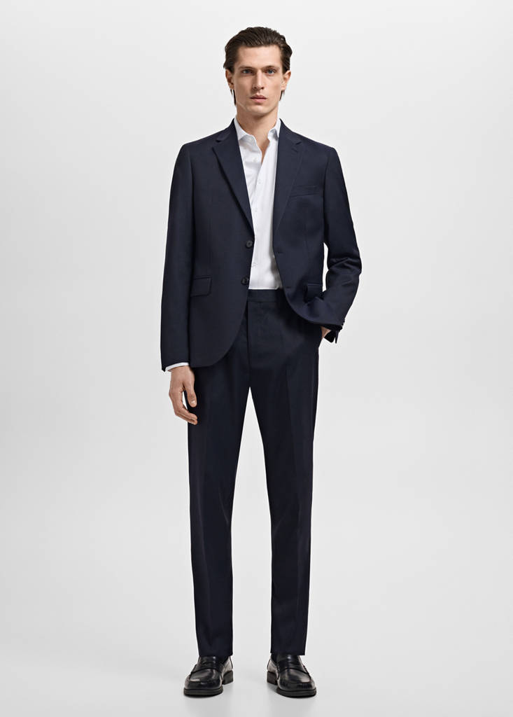 Slim fit cotton striped suit shirt — White