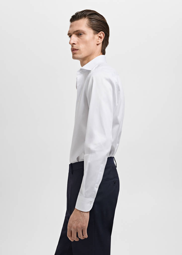 Slim fit cotton striped suit shirt — White