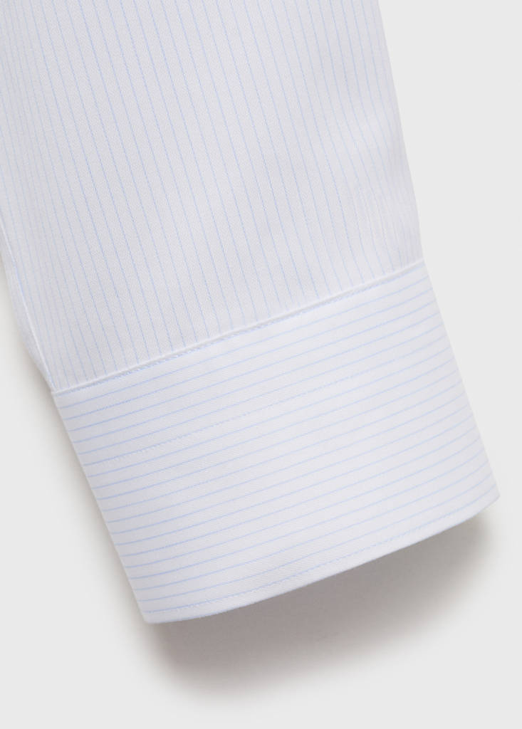 Slim fit cotton striped suit shirt — White