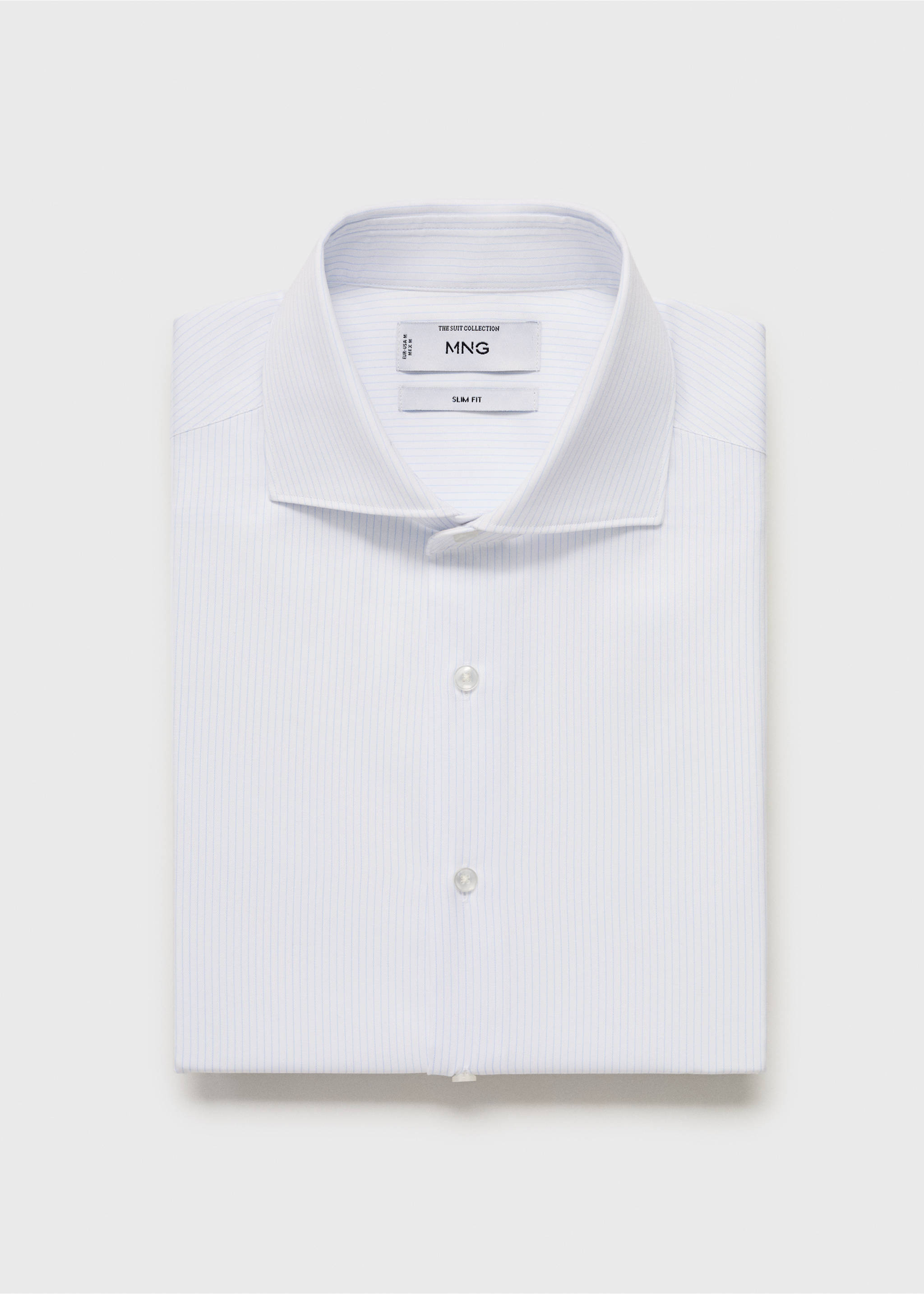 Chemise costume slim fit coton rayures - Détail de l'article 9, Blanc. Ref: 17021178-00.