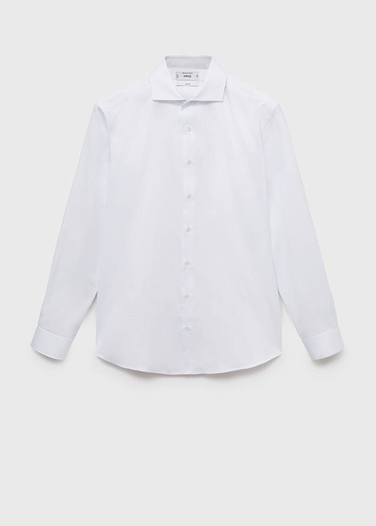 Slim fit cotton striped suit shirt — White