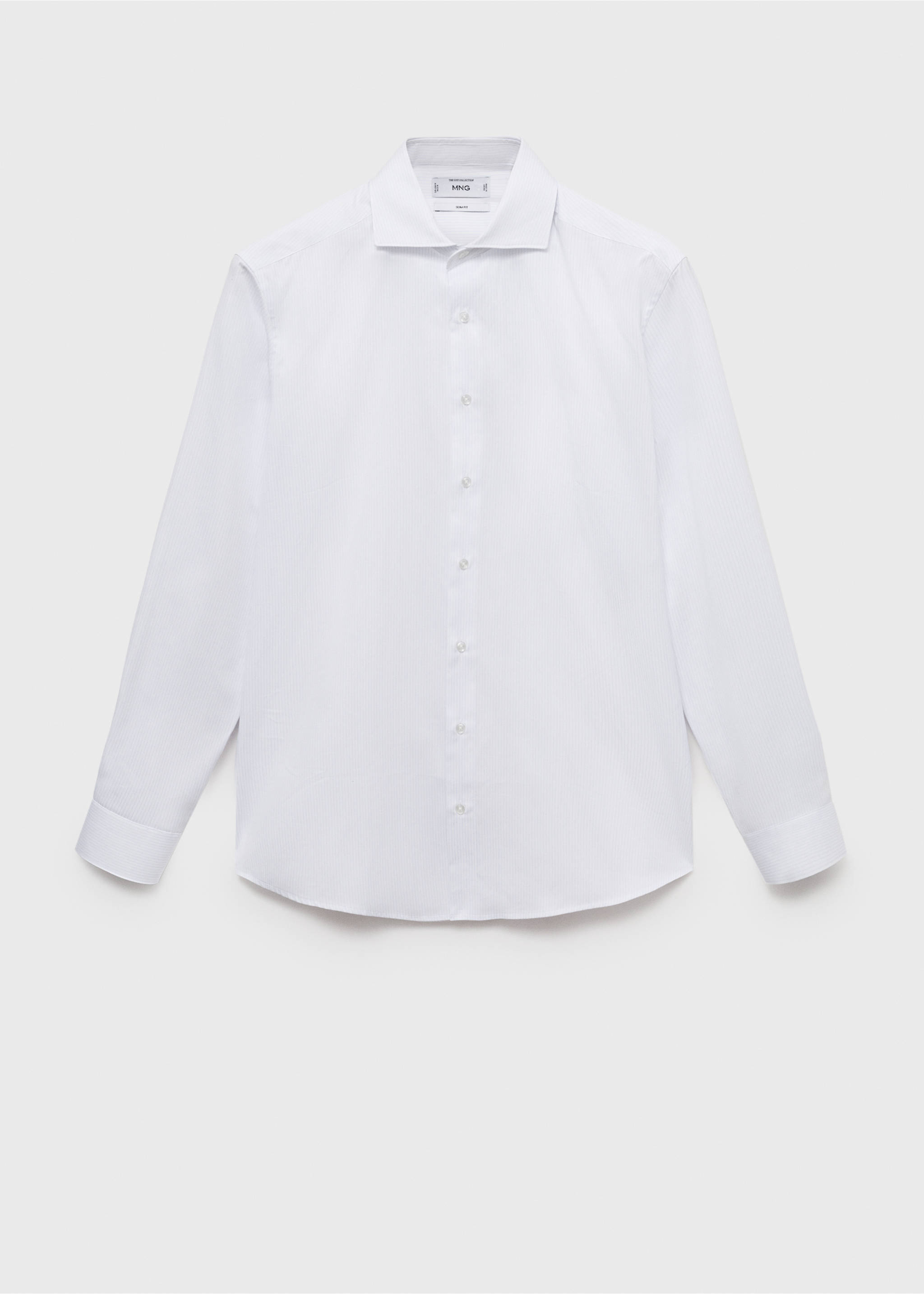 Chemise costume slim fit coton rayures - Article sans modèle, Blanc. Ref: 17021178-00.