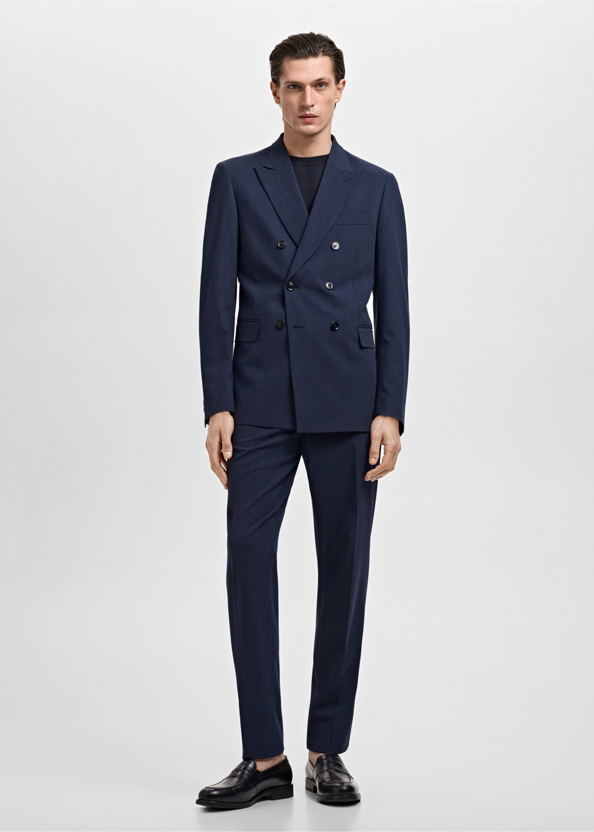 Veste de costume Monaco croisée slim-fit - Plan général, Bleu indigo. Ref: 17021182-00.