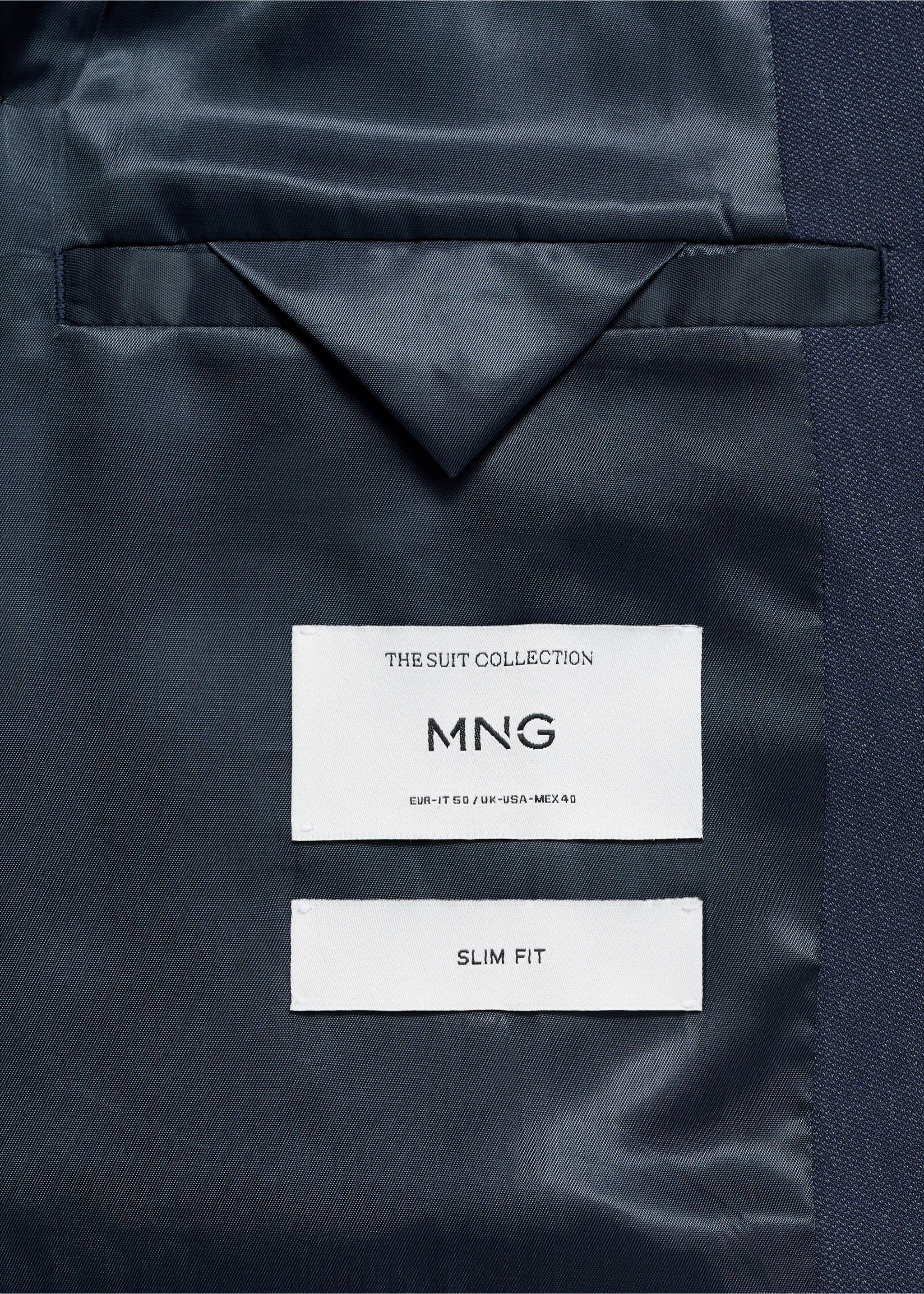 Veste de costume Monaco croisée slim-fit - Détail de l'article 8, Bleu indigo. Ref: 17021182-00.
