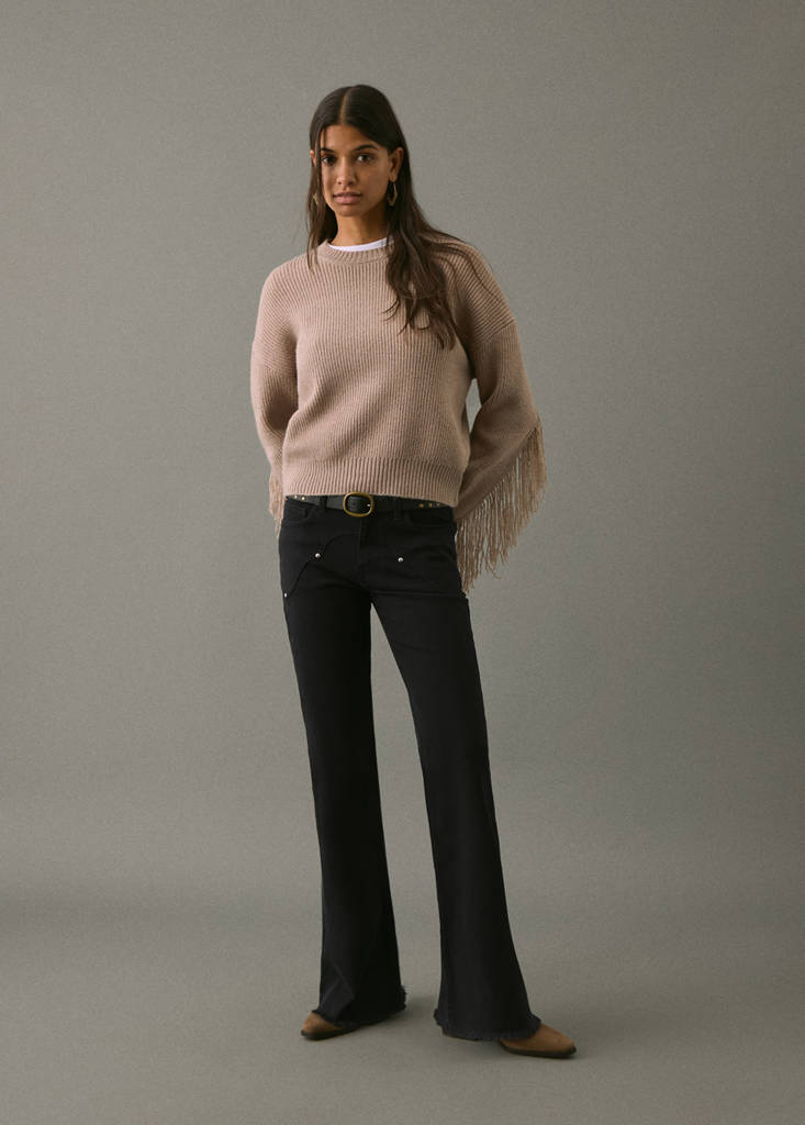 Flared jeans with studs — Black denim