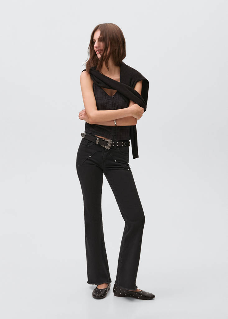 Flared jeans with studs — Black denim