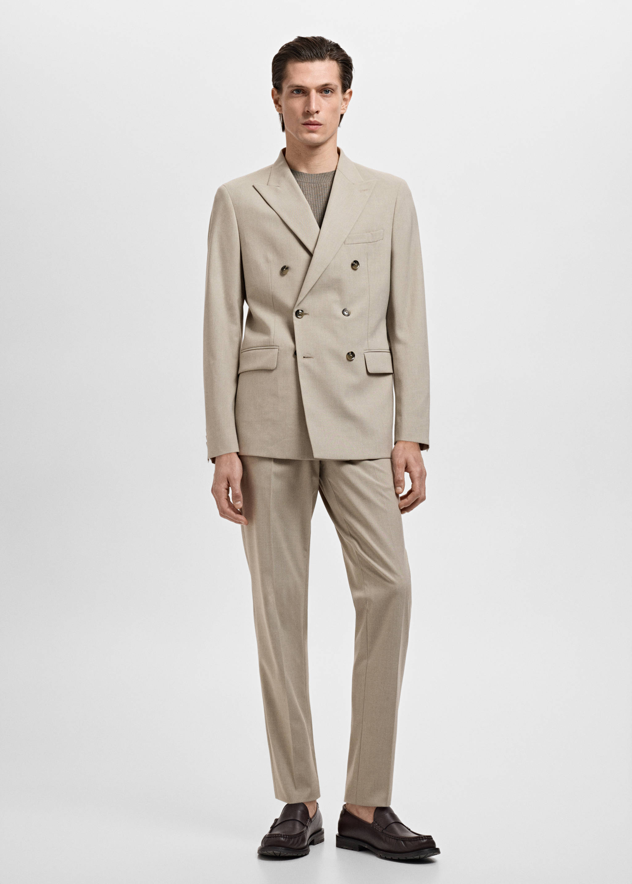 Monaco double-breasted slim-fit suit jacket - General plane