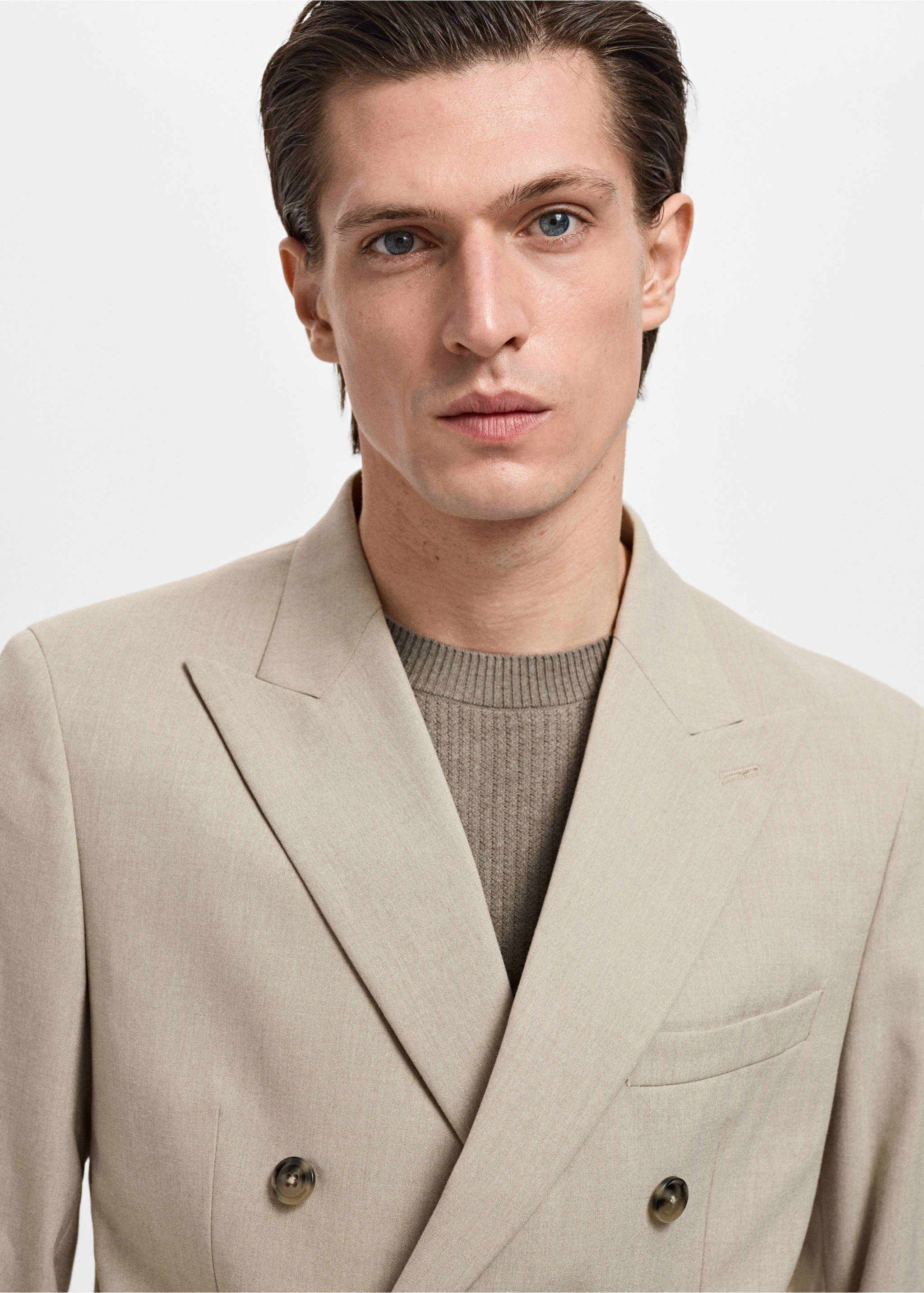 Veste de costume Monaco croisée slim-fit - Détail de l'article 1, Beige. Ref: 17021185-00.