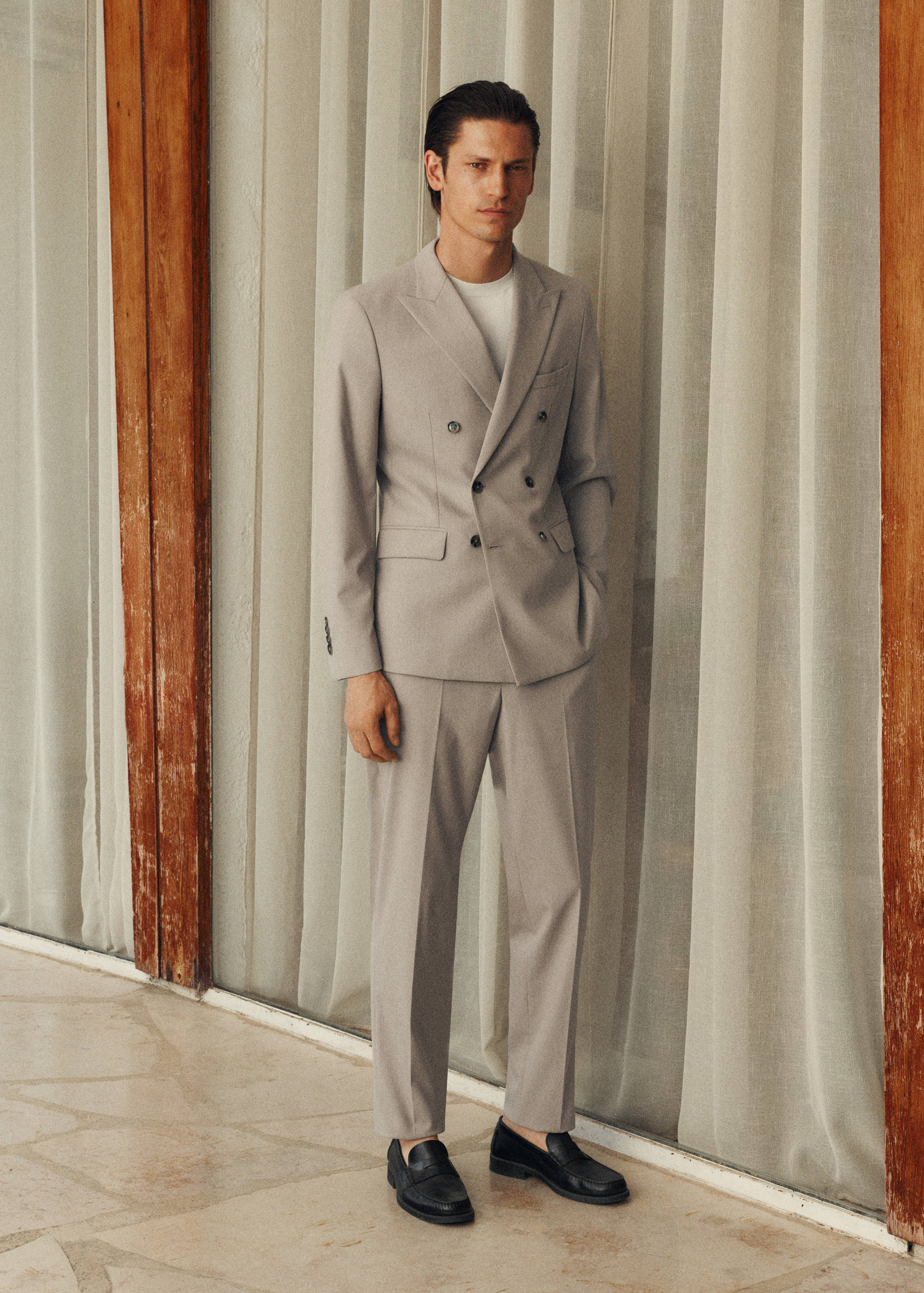 Monaco double-breasted slim-fit suit jacket - Details of the article 3