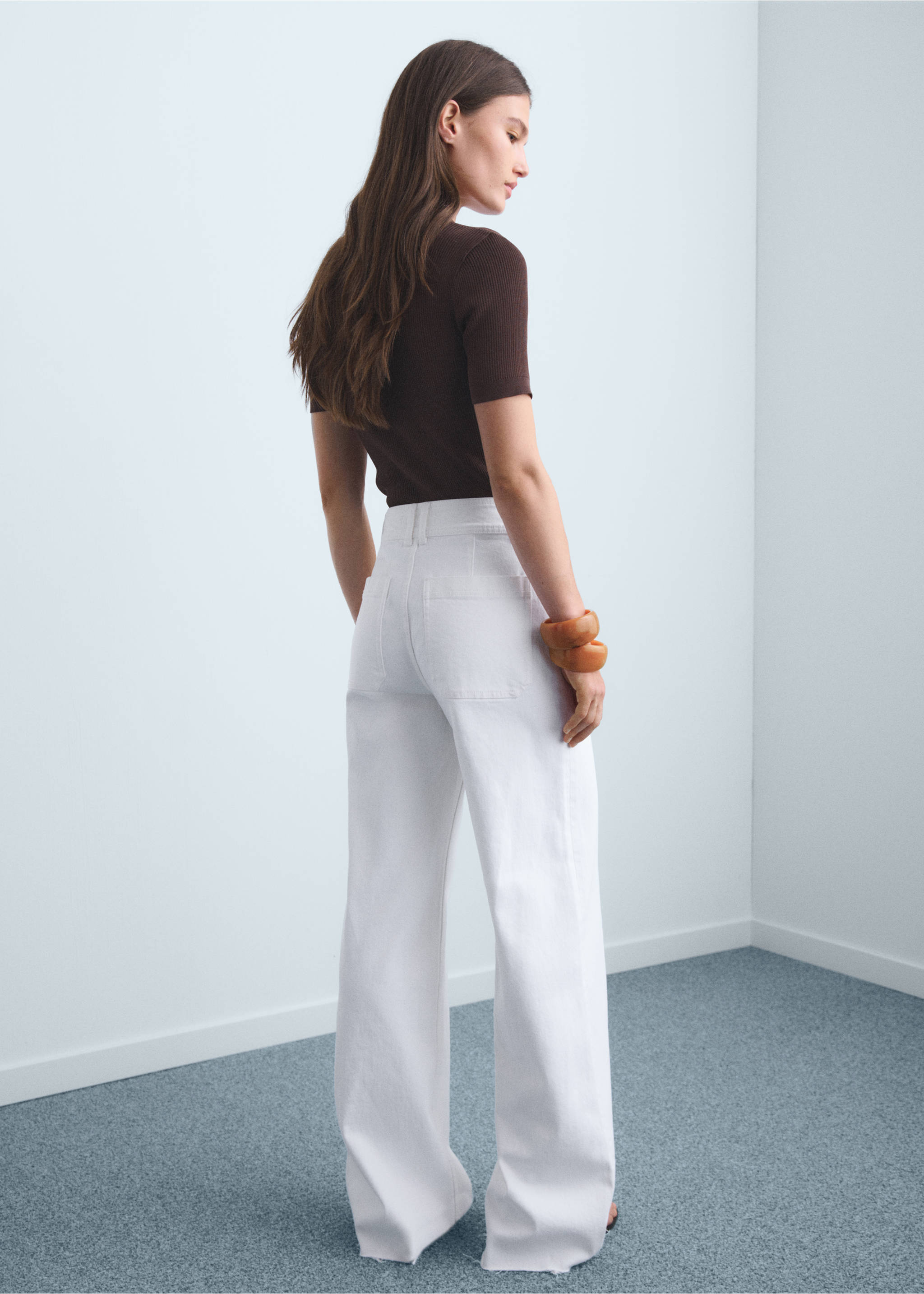 Catherin culotte high-rise jeans - Reverse of the article, White. Ref: 17021186-00.