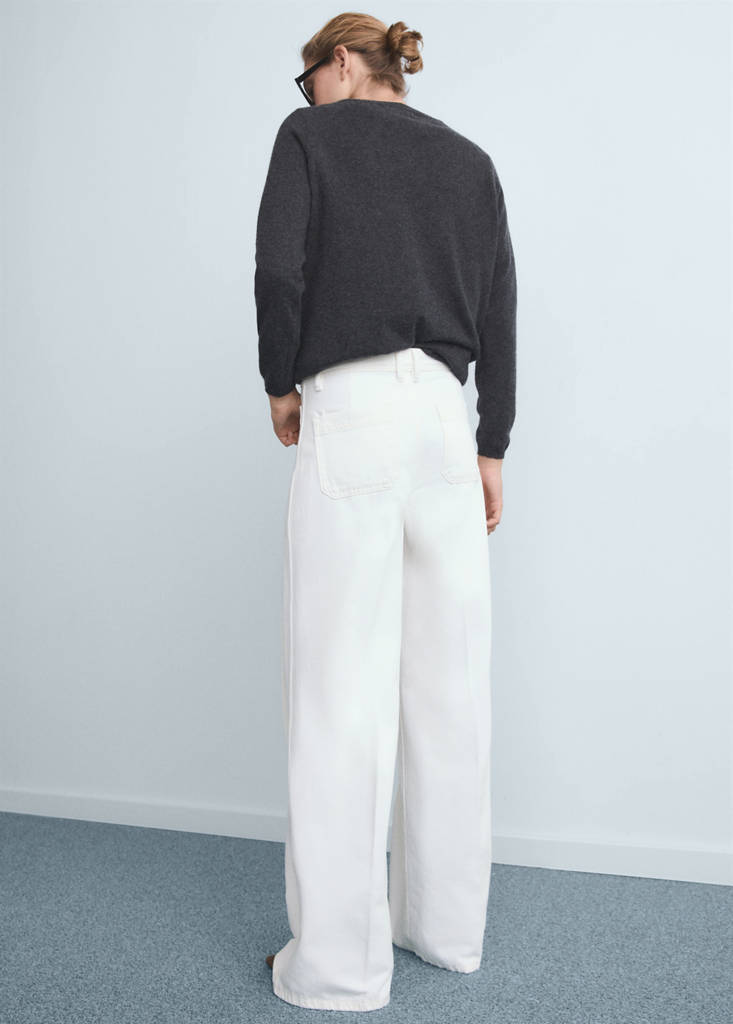 High-waisted wide leg jeans with pockets — White